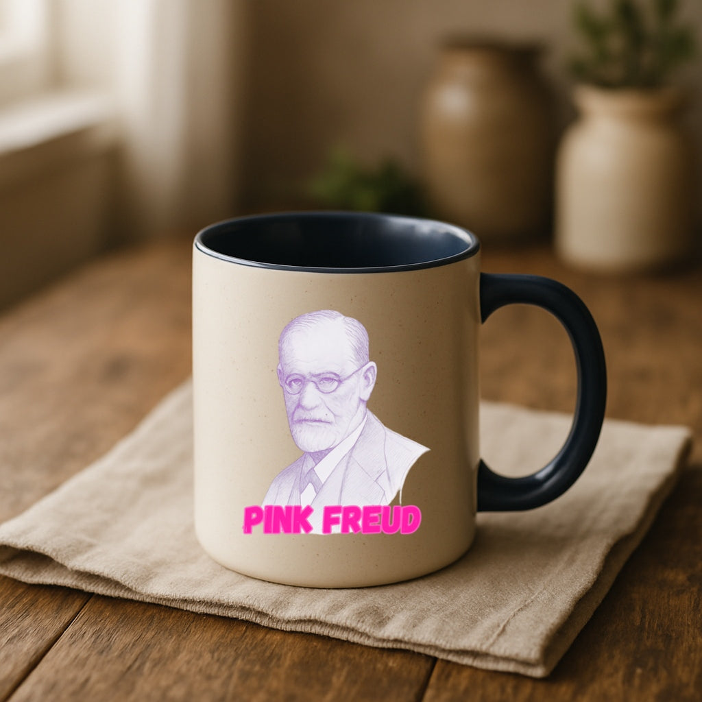 Funny Psychology Coffee Mug - Pink Freud Parody Cup, Therapist Gift, 11oz and 15oz Ceramic, Psych Humor