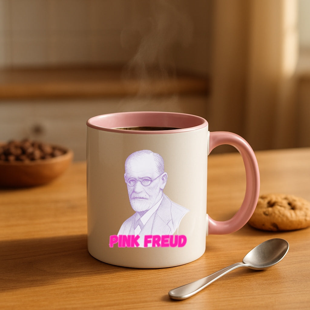 Funny Psychology Coffee Mug - Pink Freud Parody Cup, Therapist Gift, 11oz and 15oz Ceramic, Psych Humor