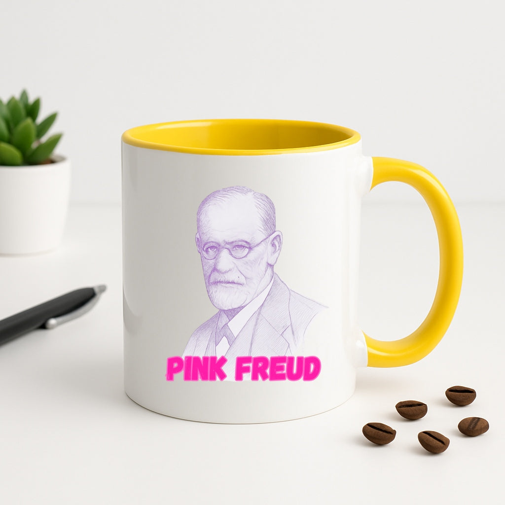 Funny Psychology Coffee Mug - Pink Freud Parody Cup, Therapist Gift, 11oz and 15oz Ceramic, Psych Humor