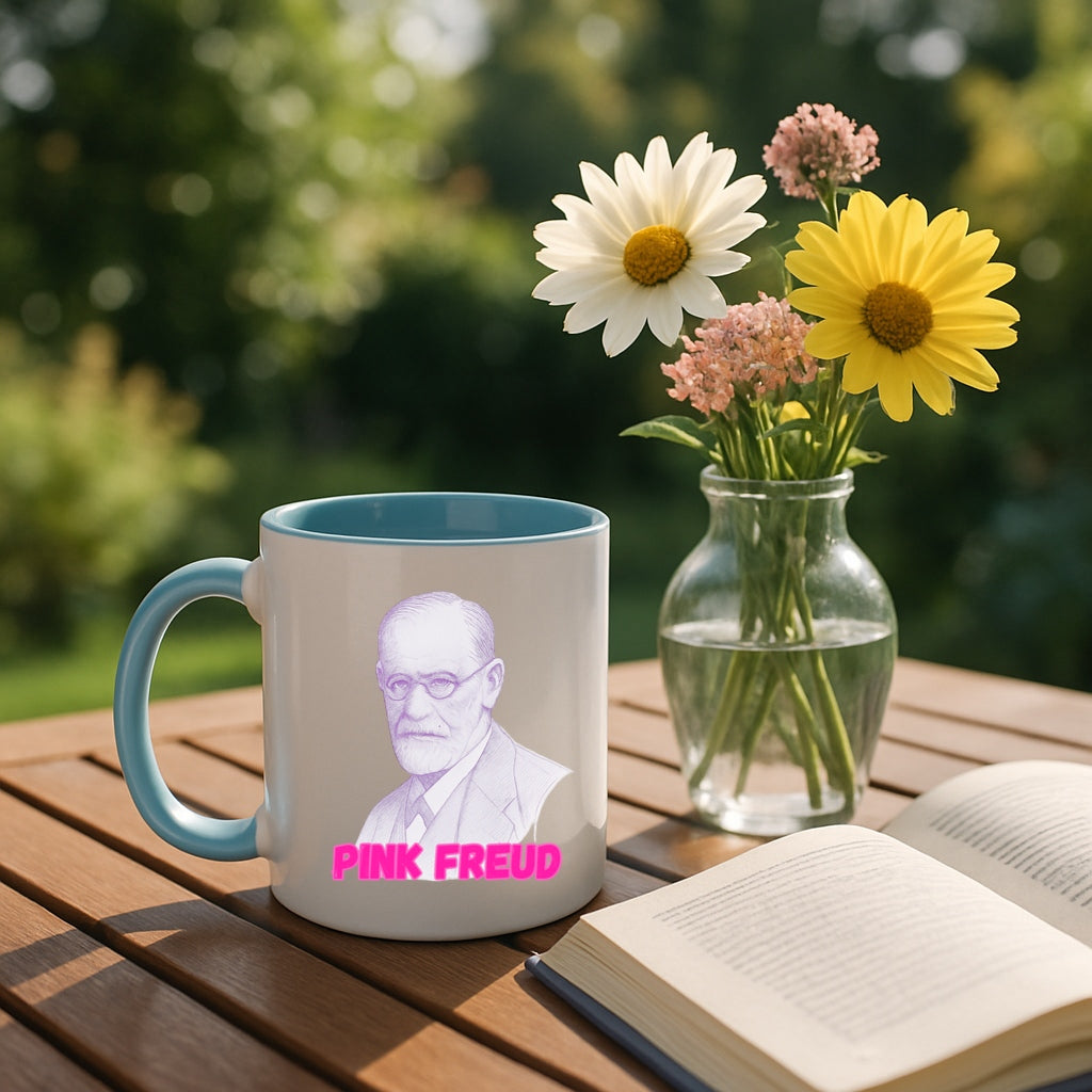 Funny Psychology Coffee Mug - Pink Freud Parody Cup, Therapist Gift, 11oz and 15oz Ceramic, Psych Humor