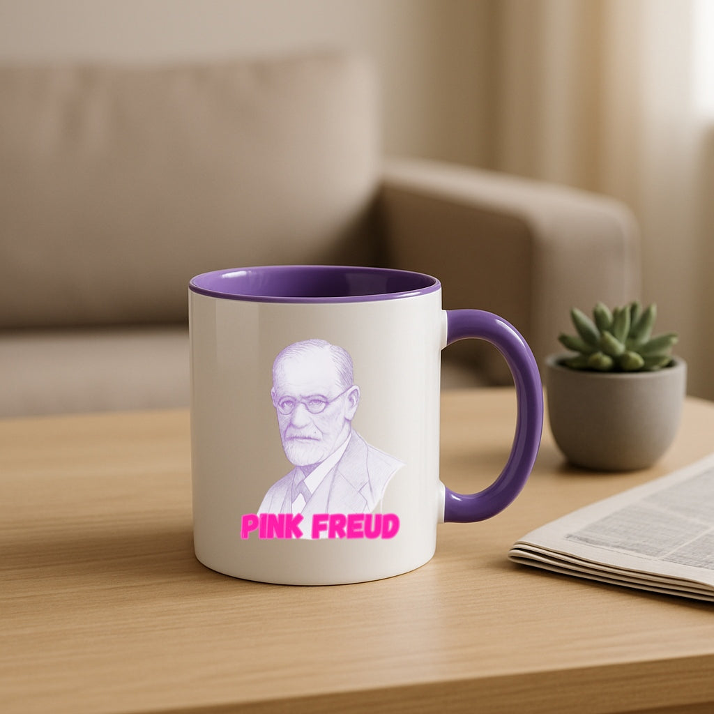 Funny Psychology Coffee Mug - Pink Freud Parody Cup, Therapist Gift, 11oz and 15oz Ceramic, Psych Humor