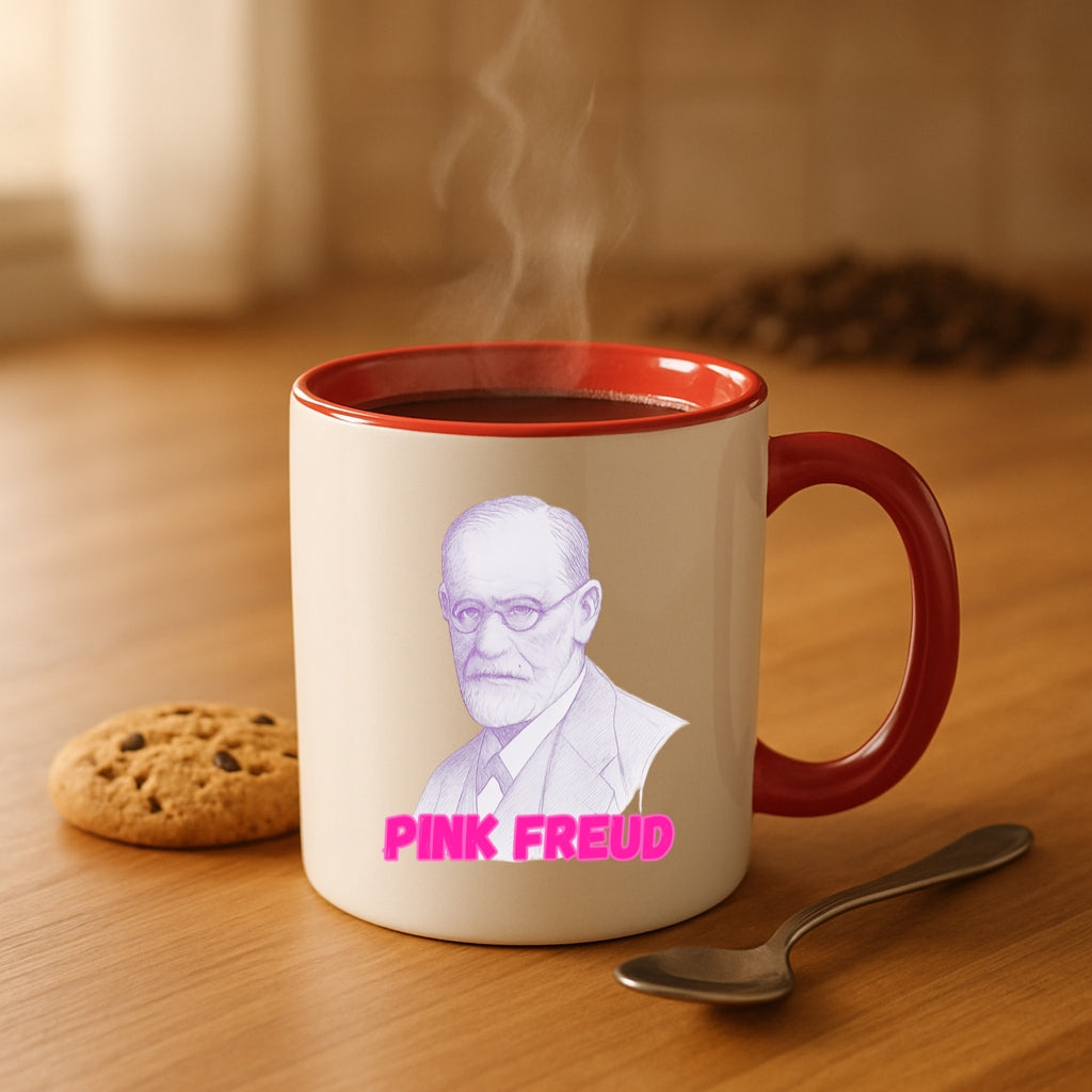 Funny Psychology Coffee Mug - Pink Freud Parody Cup, Therapist Gift, 11oz and 15oz Ceramic, Psych Humor