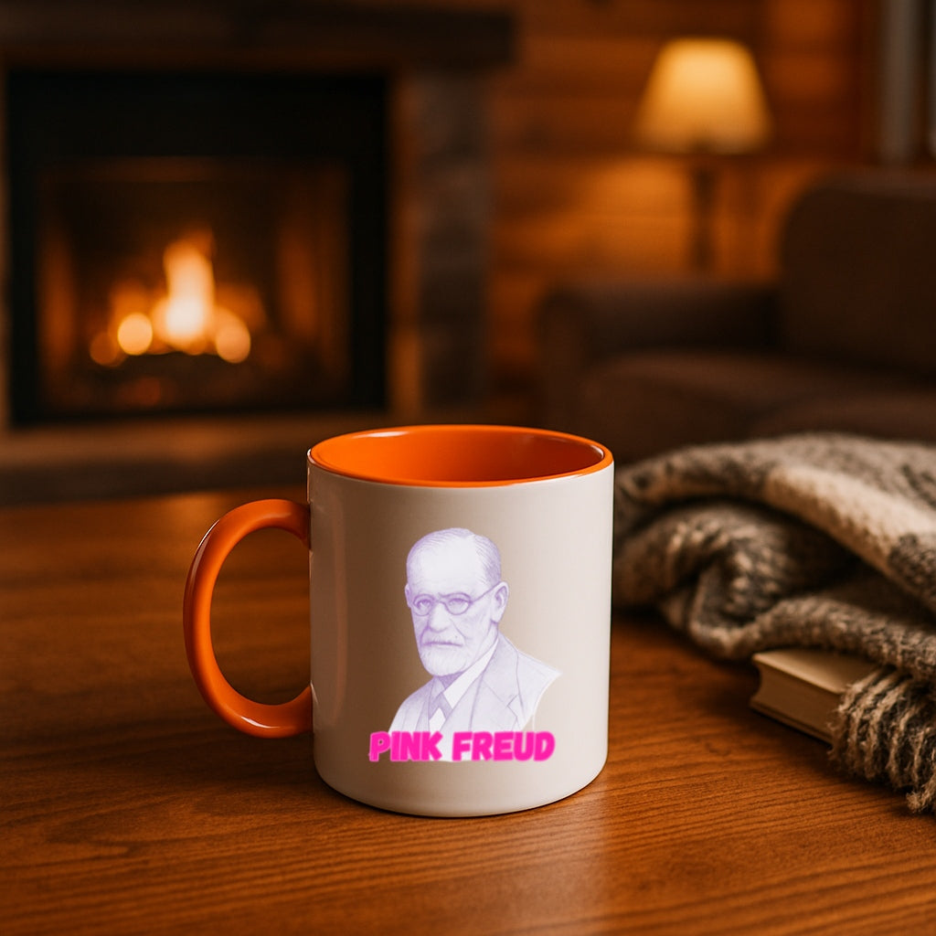 Funny Psychology Coffee Mug - Pink Freud Parody Cup, Therapist Gift, 11oz and 15oz Ceramic, Psych Humor