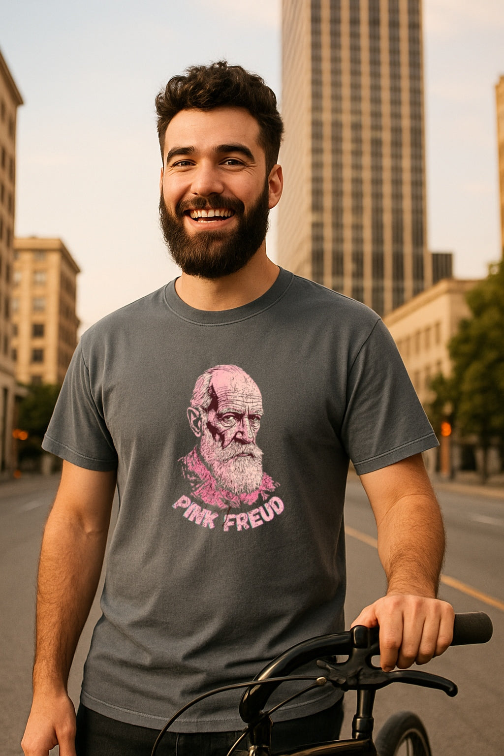 Pink Freud Beard Edition T-Shirt - Funny Therapist Tee - Grunge Psychologist Shirt, Sigmund Freud Parody, Comfort Colors Dyed T-Shirt