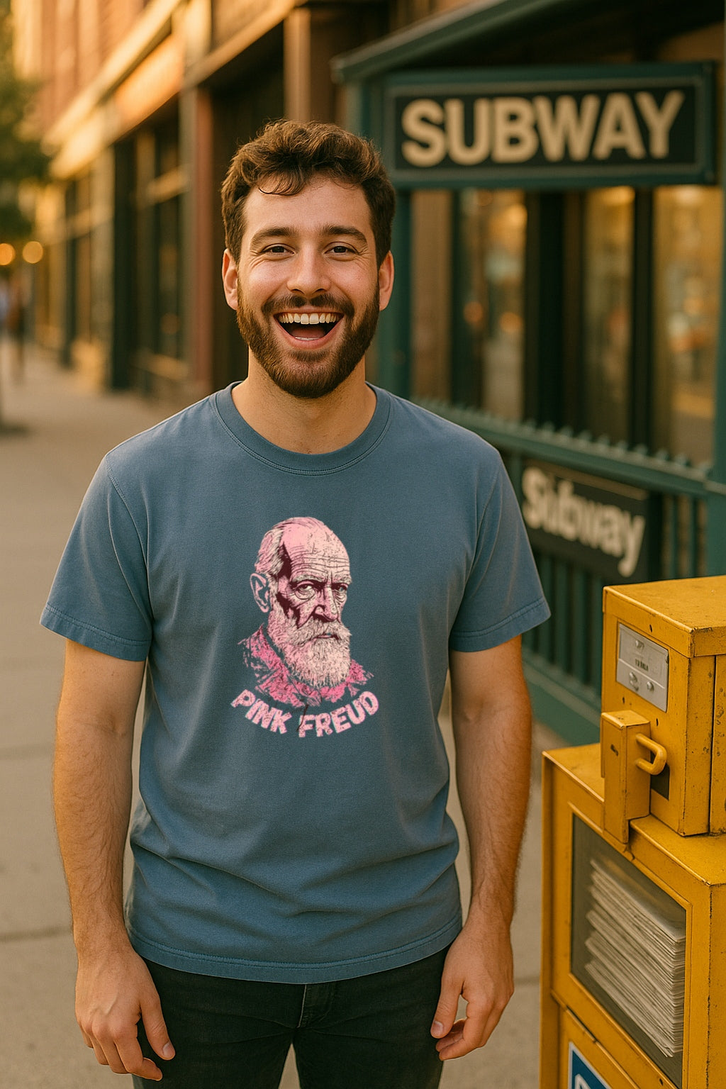 Pink Freud Beard Edition T-Shirt - Funny Therapist Tee - Grunge Psychologist Shirt, Sigmund Freud Parody, Comfort Colors Dyed T-Shirt