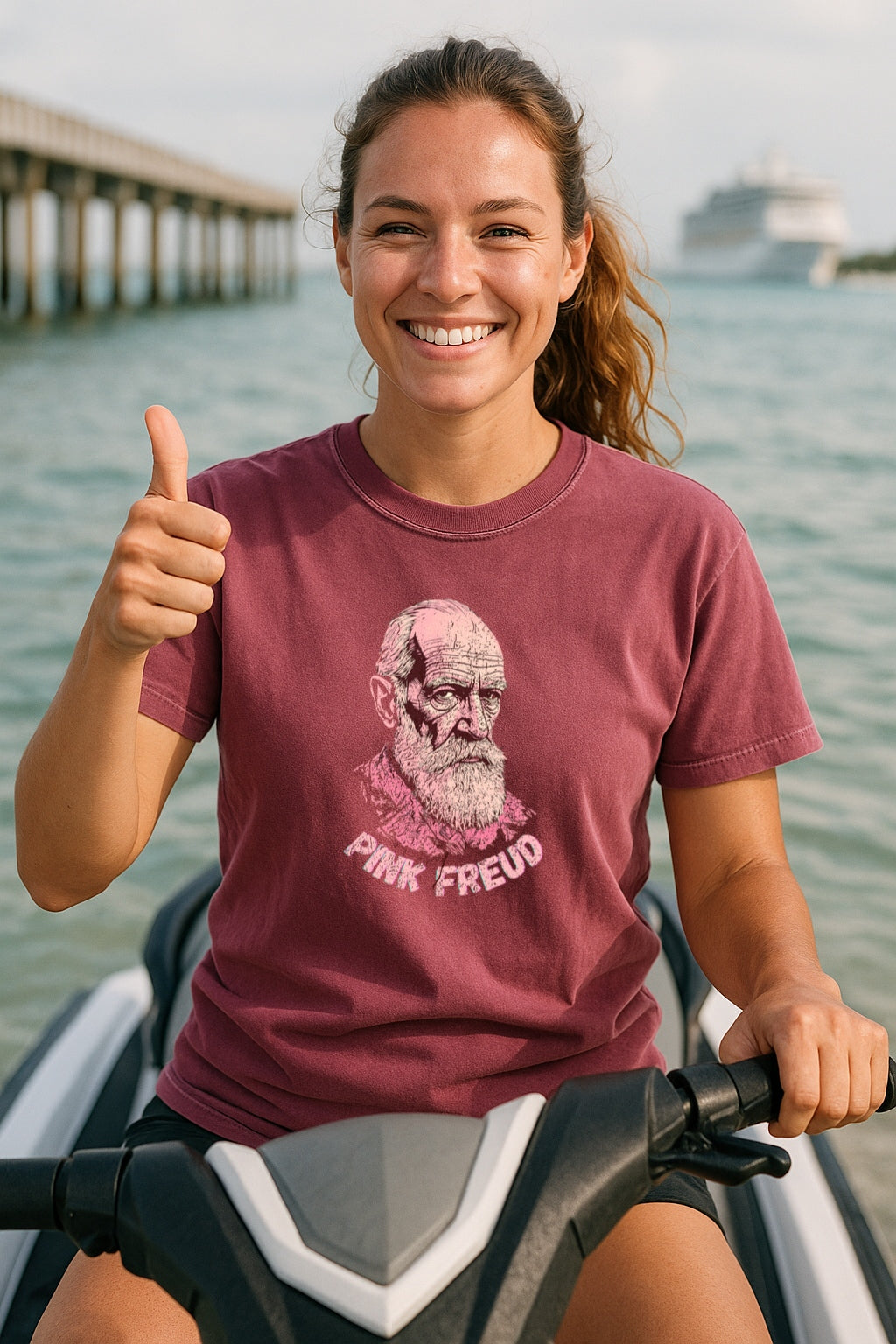 Pink Freud Beard Edition T-Shirt - Funny Therapist Tee - Grunge Psychologist Shirt, Sigmund Freud Parody, Comfort Colors Dyed T-Shirt