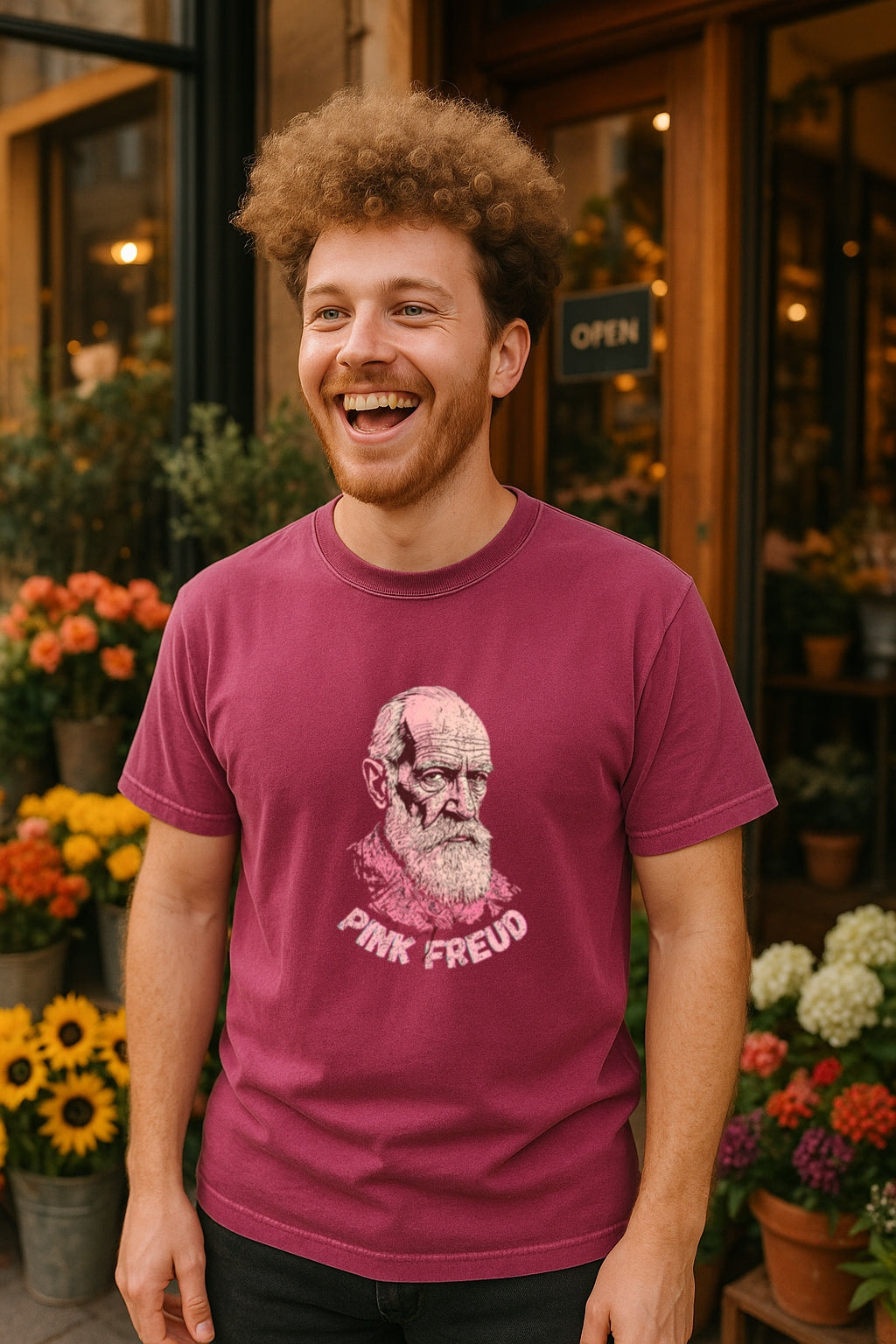 Pink Freud Beard Edition T-Shirt - Funny Therapist Tee - Grunge Psychologist Shirt, Sigmund Freud Parody, Comfort Colors Dyed T-Shirt