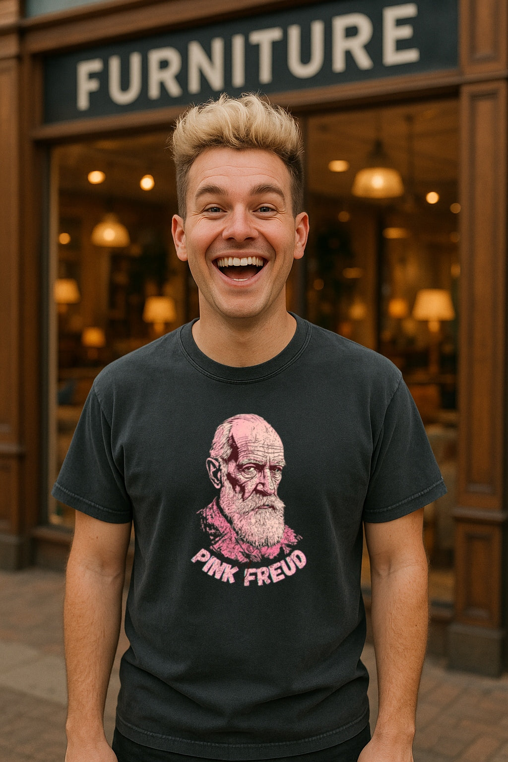 Pink Freud Beard Edition T-Shirt - Funny Therapist Tee - Grunge Psychologist Shirt, Sigmund Freud Parody, Comfort Colors Dyed T-Shirt