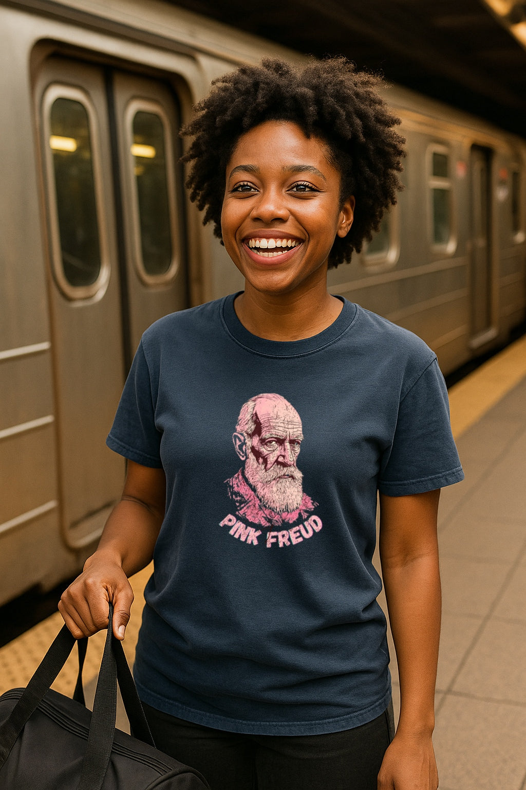 Pink Freud Beard Edition T-Shirt - Funny Therapist Tee - Grunge Psychologist Shirt, Sigmund Freud Parody, Comfort Colors Dyed T-Shirt