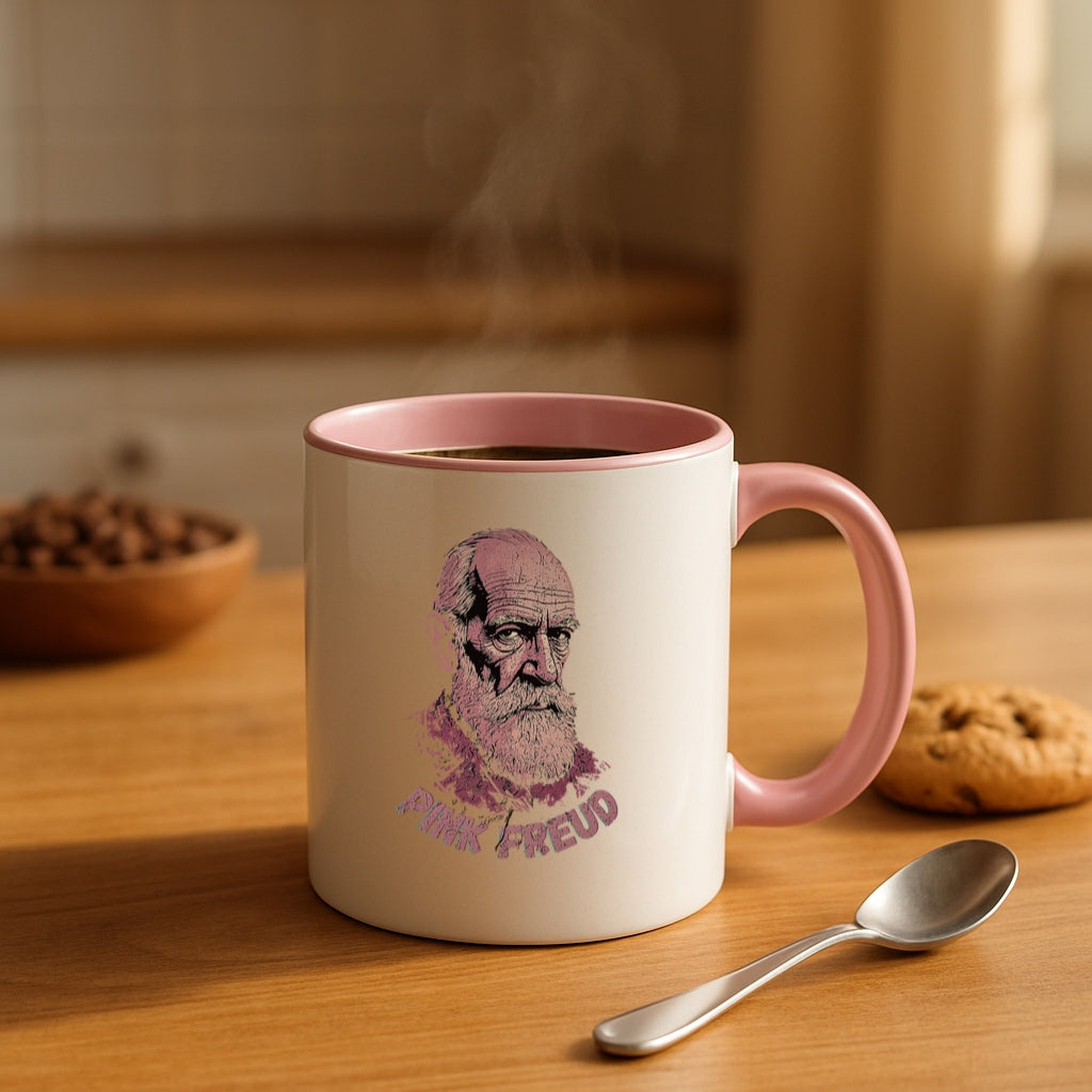 Funny Psychology Coffee Mug - Pink Freud Parody Cup, Therapist Gift, 11oz and 15oz Ceramic, Psych Humor