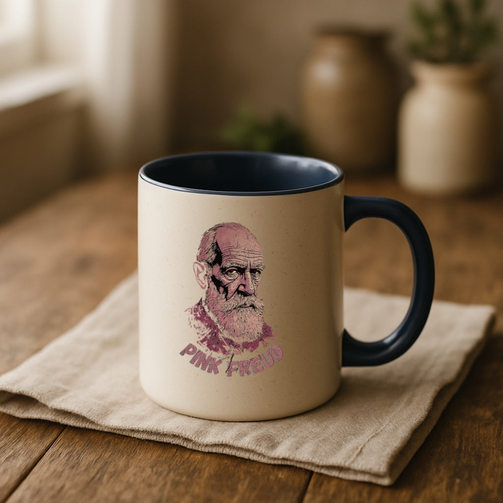 Funny Psychology Coffee Mug - Pink Freud Parody Cup, Therapist Gift, 11oz and 15oz Ceramic, Psych Humor