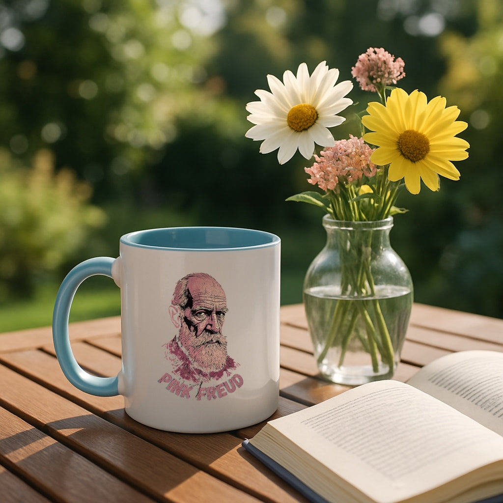 Funny Psychology Coffee Mug - Pink Freud Parody Cup, Therapist Gift, 11oz and 15oz Ceramic, Psych Humor