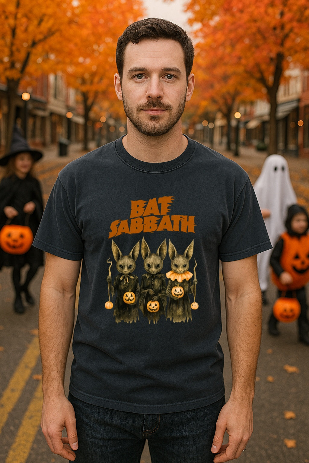 Bat Sabbath Shirt - Vintage Halloween Bat Band Tee - Retro Comfort Colors Dyed Unisex T-Shirt - Spooky Rock Parody - Fall Gothic Gift