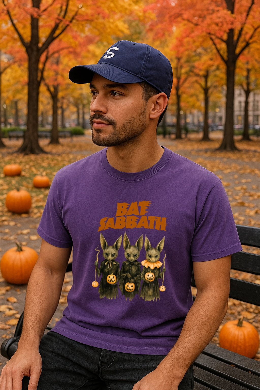 Bat Sabbath Shirt - Vintage Halloween Bat Band Tee - Retro Comfort Colors Dyed Unisex T-Shirt - Spooky Rock Parody - Fall Gothic Gift