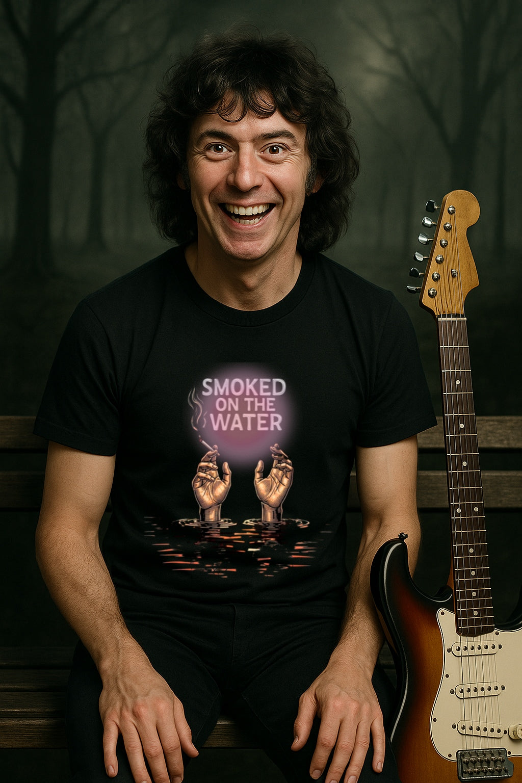 Smoked on the Water Tee - Retro Rock Style T-Shirt for Music Lovers, Concert Vibes Shirt, Vintage GraphicUnisex Cotton Crew Tee