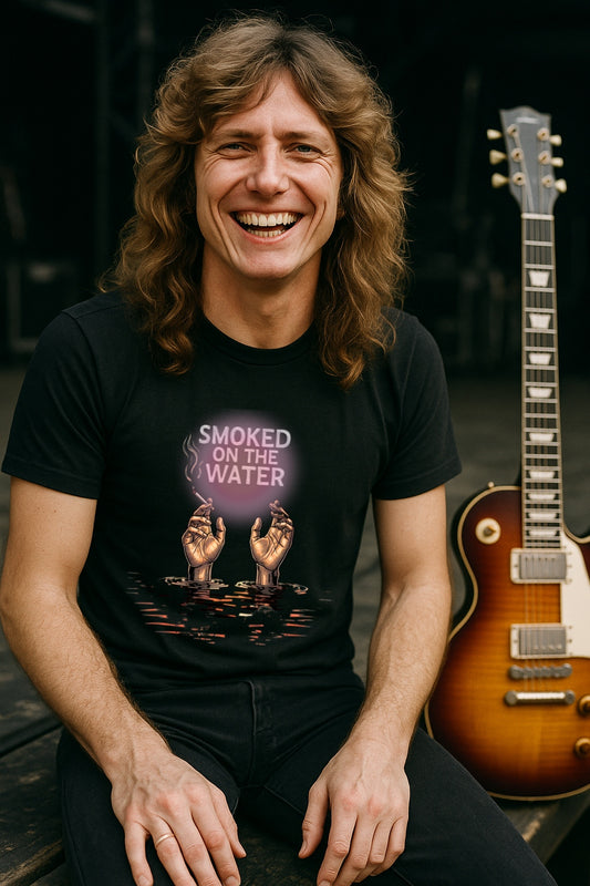Smoked on the Water Tee - Retro Rock Style T-Shirt for Music Lovers, Concert Vibes Shirt, Vintage GraphicUnisex Cotton Crew Tee