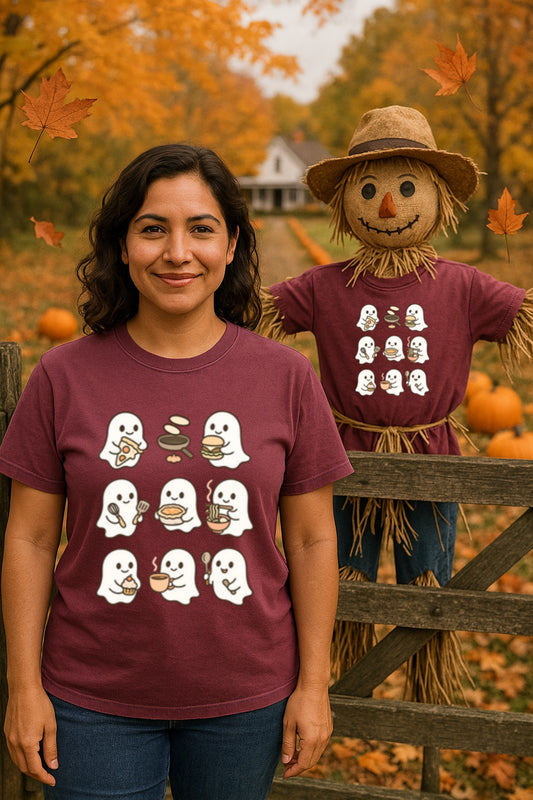 Cooking Ghosts Unisex Comfort Colors™ T-shirt, Halloween Foodie Tee, Spooky Chef Shirt, Fall Kitchen Apparel, Halloween Baking Gift