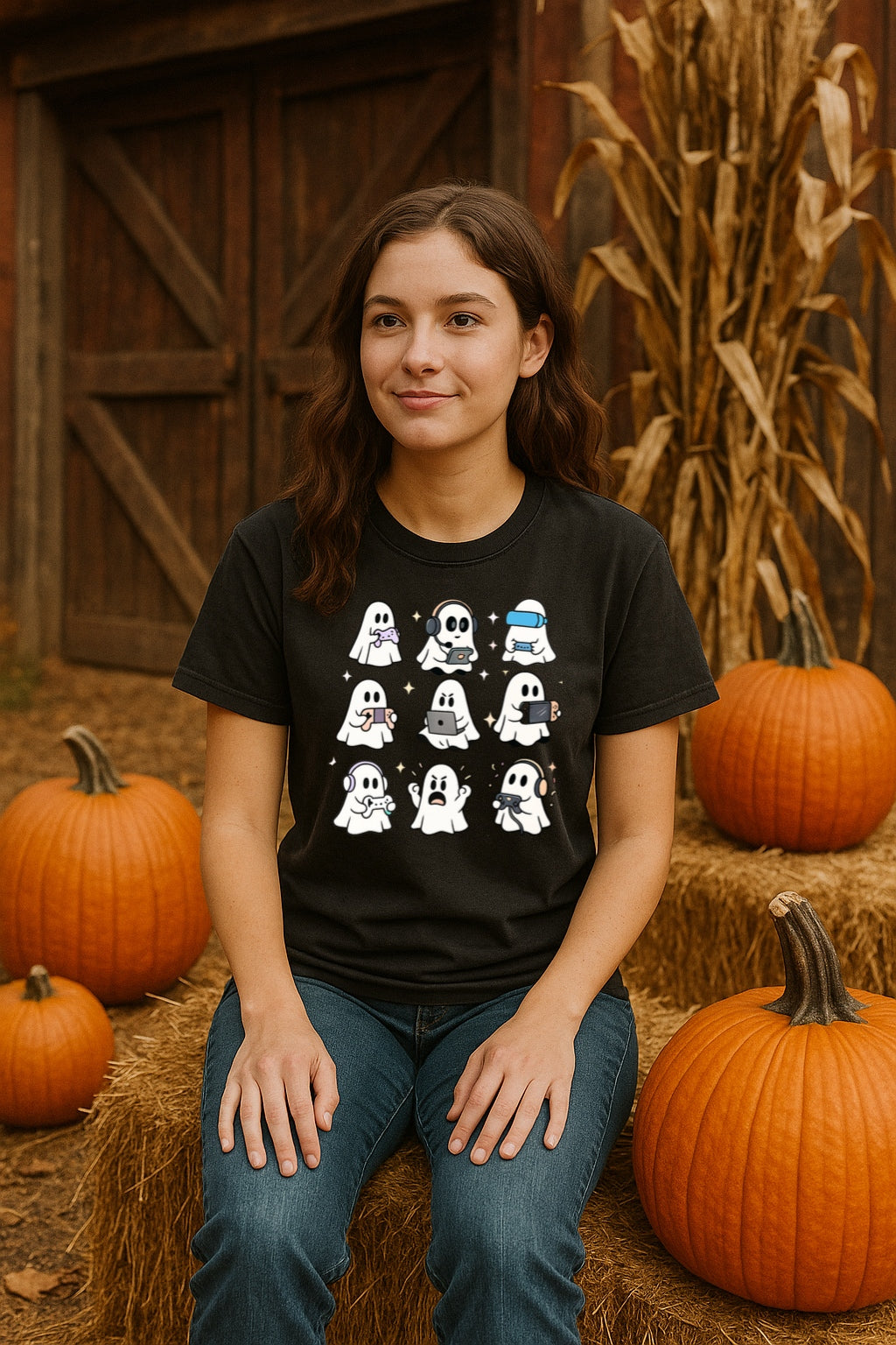 Comfort Colors Gaming Ghosts Shirt, Funny Gamer Halloween Tee, Video Game T-Shirt, Spooky Gamer Gift, Halloween Ghost Tee