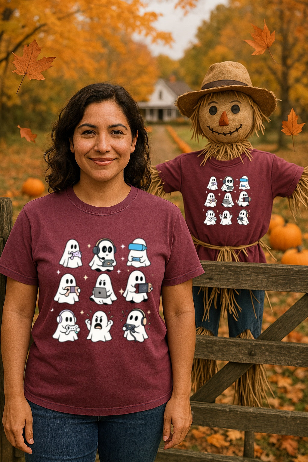 Comfort Colors Gaming Ghosts Shirt, Funny Gamer Halloween Tee, Video Game T-Shirt, Spooky Gamer Gift, Halloween Ghost Tee