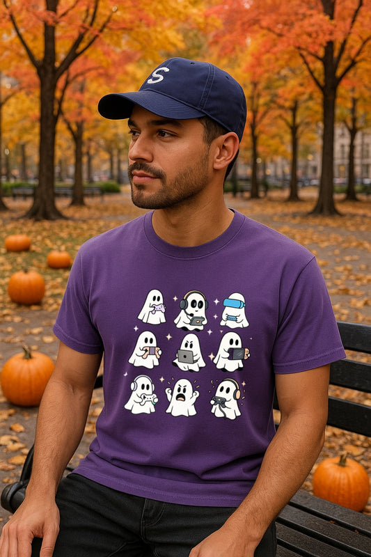 Comfort Colors Gaming Ghosts Shirt, Funny Gamer Halloween Tee, Video Game T-Shirt, Spooky Gamer Gift, Halloween Ghost Tee