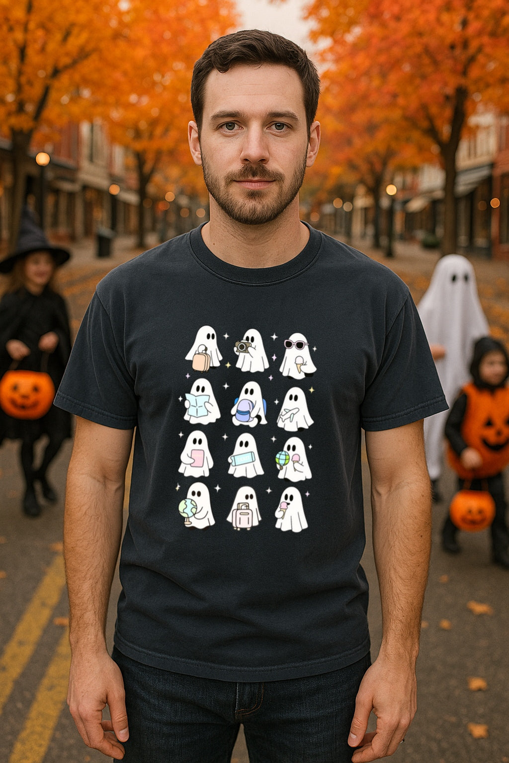 Comfort Colors® Travel Ghosts Shirt - Cute Halloween Travel T-Shirt, Globe Trotter Spooky Tee-Funny Ghost Vacation Shirt, Halloween Gift