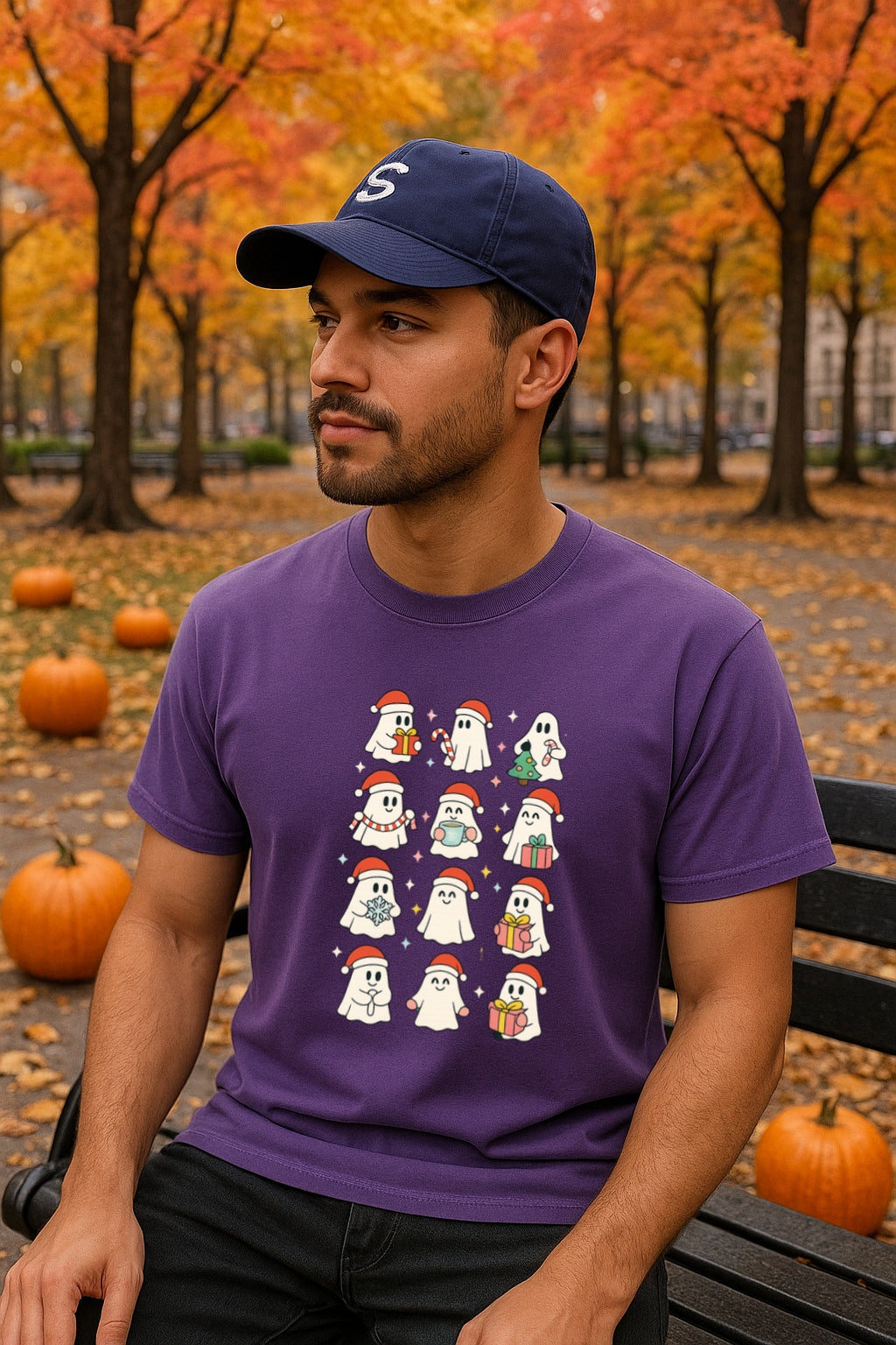 Holiday Ghosts T-shirt - Cute Christmas Ghosts with Gifts & Santa Hats - Funny Halloween Christmas Tee - Spooky Xmas Shirt - Ghost Lover
