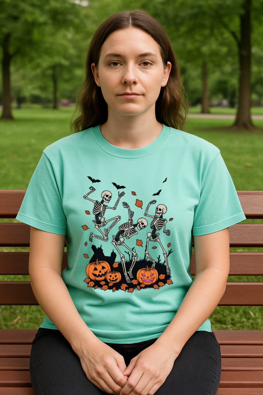 Comfort Colors® Halloween Dancing Skeletons Unisex Shirt - Funny Spooky Pumpkin Tee, Retro Party Tee, Halloween Gift for Him or Her,