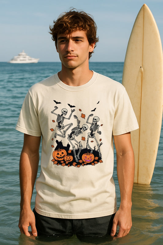 Comfort Colors® Halloween Dancing Skeletons Unisex Shirt - Funny Spooky Pumpkin Tee, Retro Party Tee, Halloween Gift for Him or Her,