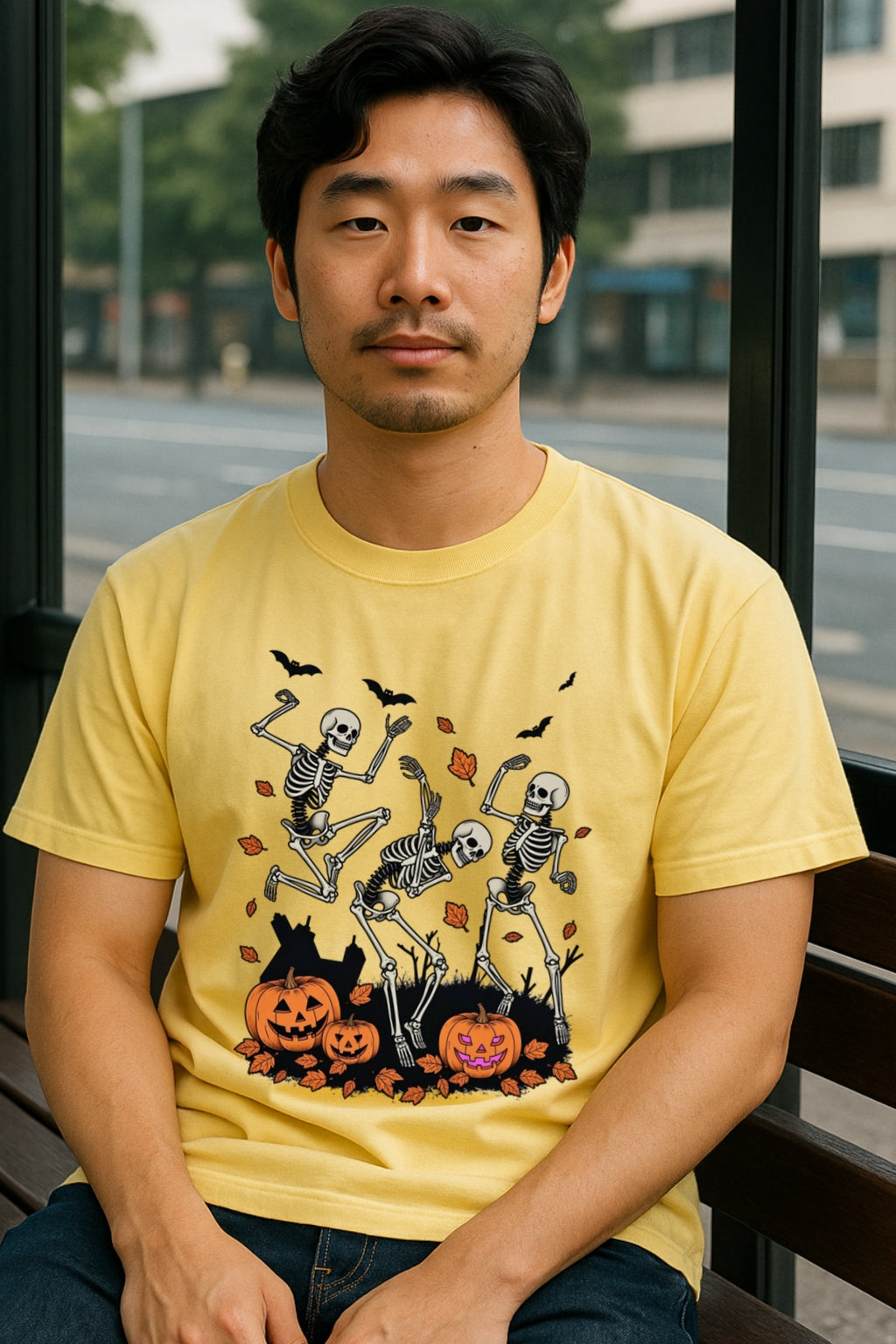 Comfort Colors® Halloween Dancing Skeletons Unisex Shirt - Funny Spooky Pumpkin Tee, Retro Party Tee, Halloween Gift for Him or Her,