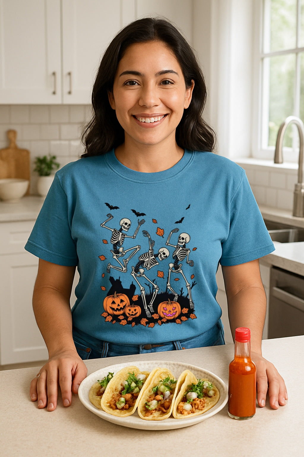 Comfort Colors® Halloween Dancing Skeletons Unisex Shirt - Funny Spooky Pumpkin Tee, Retro Party Tee, Halloween Gift for Him or Her,