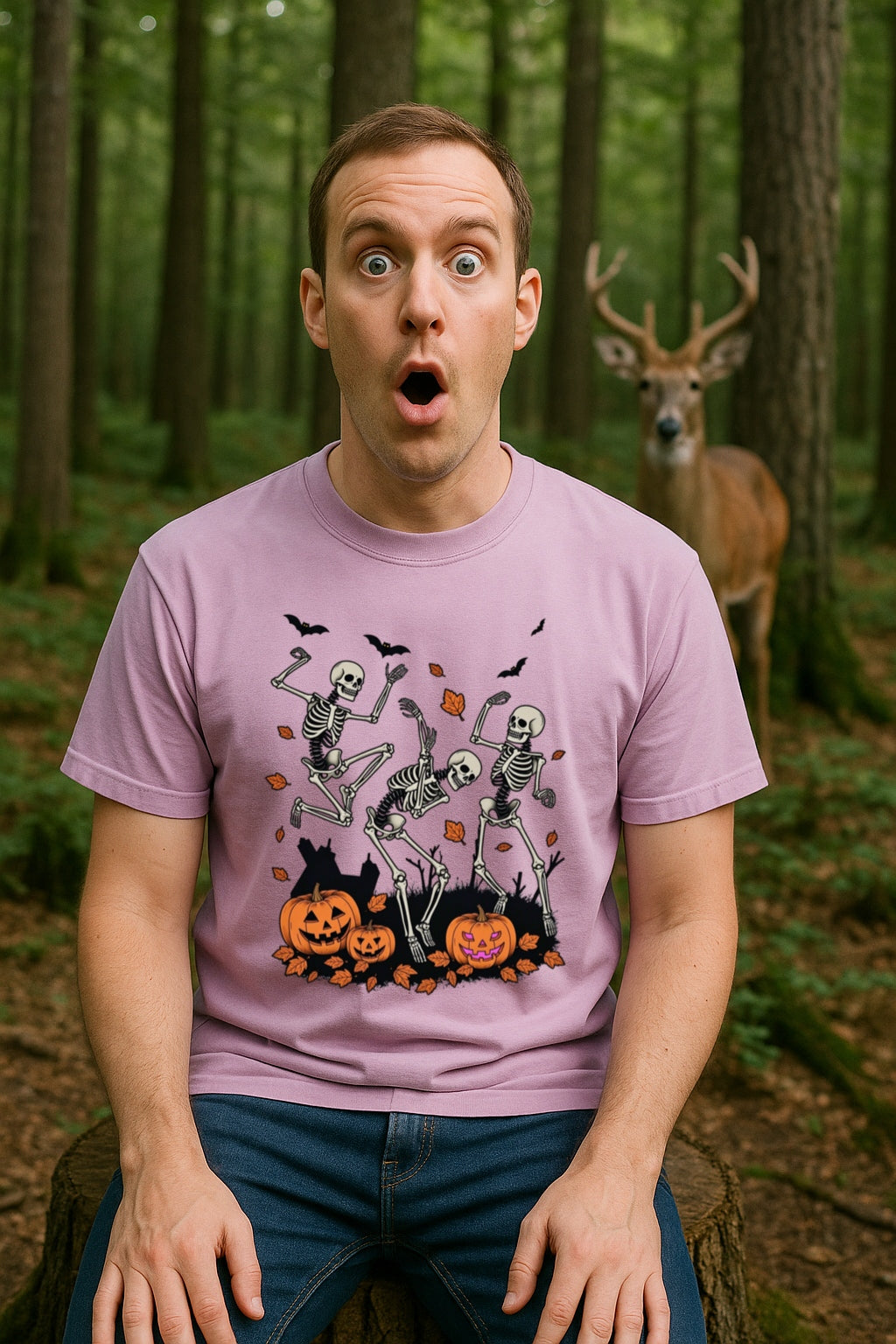 Comfort Colors® Halloween Dancing Skeletons Unisex Shirt - Funny Spooky Pumpkin Tee, Retro Party Tee, Halloween Gift for Him or Her,