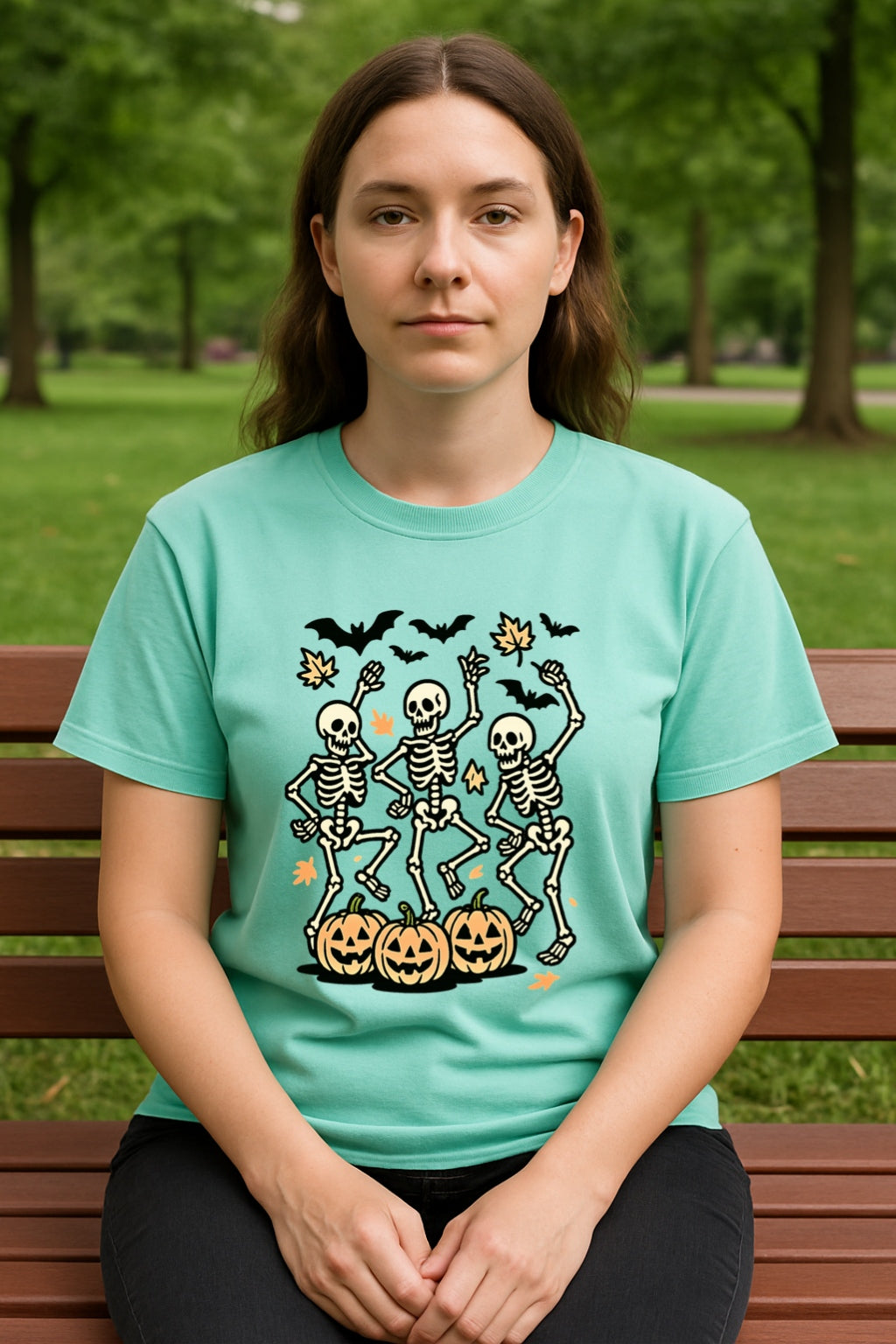 Dancing Skeletons Halloween T-shirt - Retro Pumpkin Skeleton Tee - Spooky Season Unisex Comfort Colors™ Dyed T-Shirt