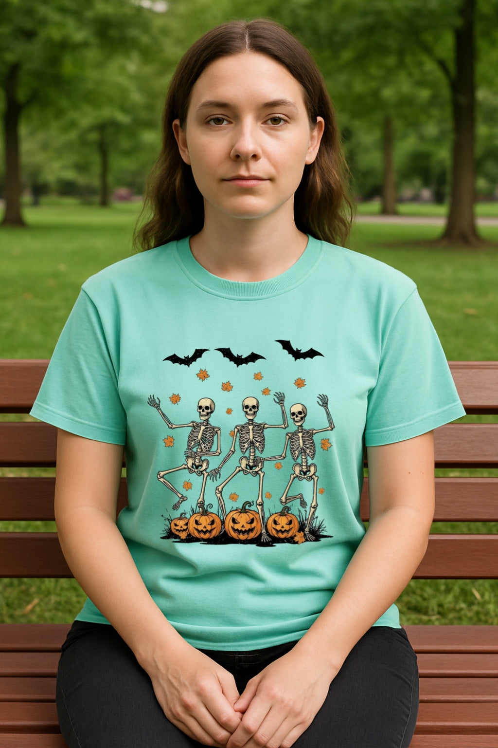 Halloween Shirt-Spooky Jack-O-Lantern Tee- Unisex Comfort Colors® Dancing Skeletons  , Retro Skeleton Dance T-Shirt, Funny Fall Halloween