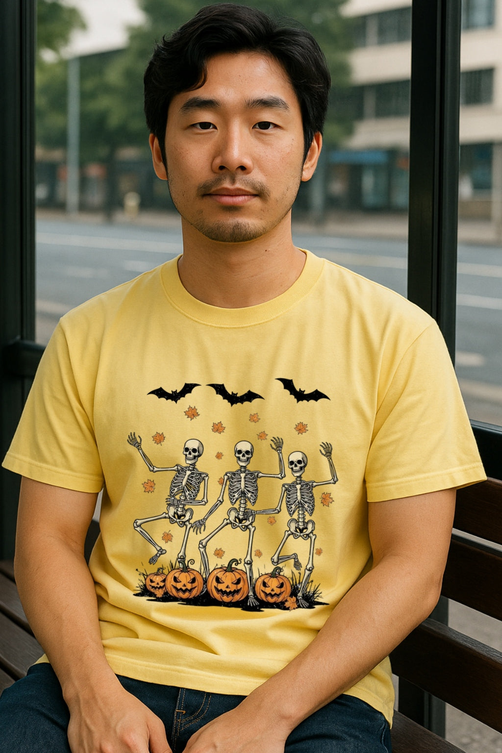 Halloween Shirt-Spooky Jack-O-Lantern Tee- Unisex Comfort Colors® Dancing Skeletons  , Retro Skeleton Dance T-Shirt, Funny Fall Halloween