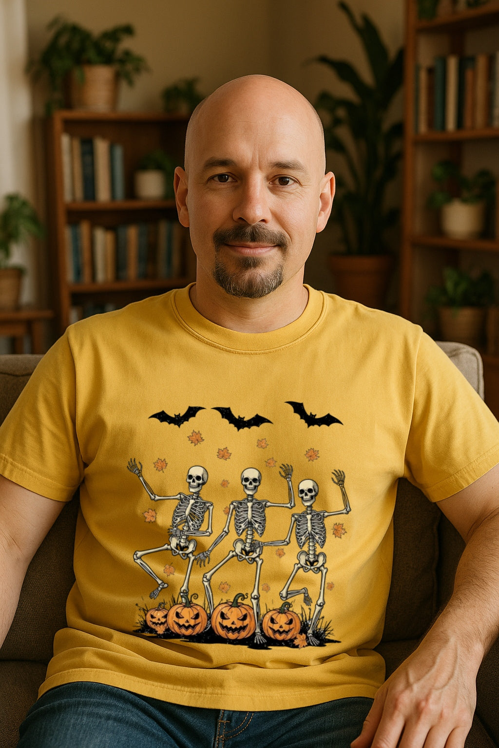 Halloween Shirt-Spooky Jack-O-Lantern Tee- Unisex Comfort Colors® Dancing Skeletons  , Retro Skeleton Dance T-Shirt, Funny Fall Halloween