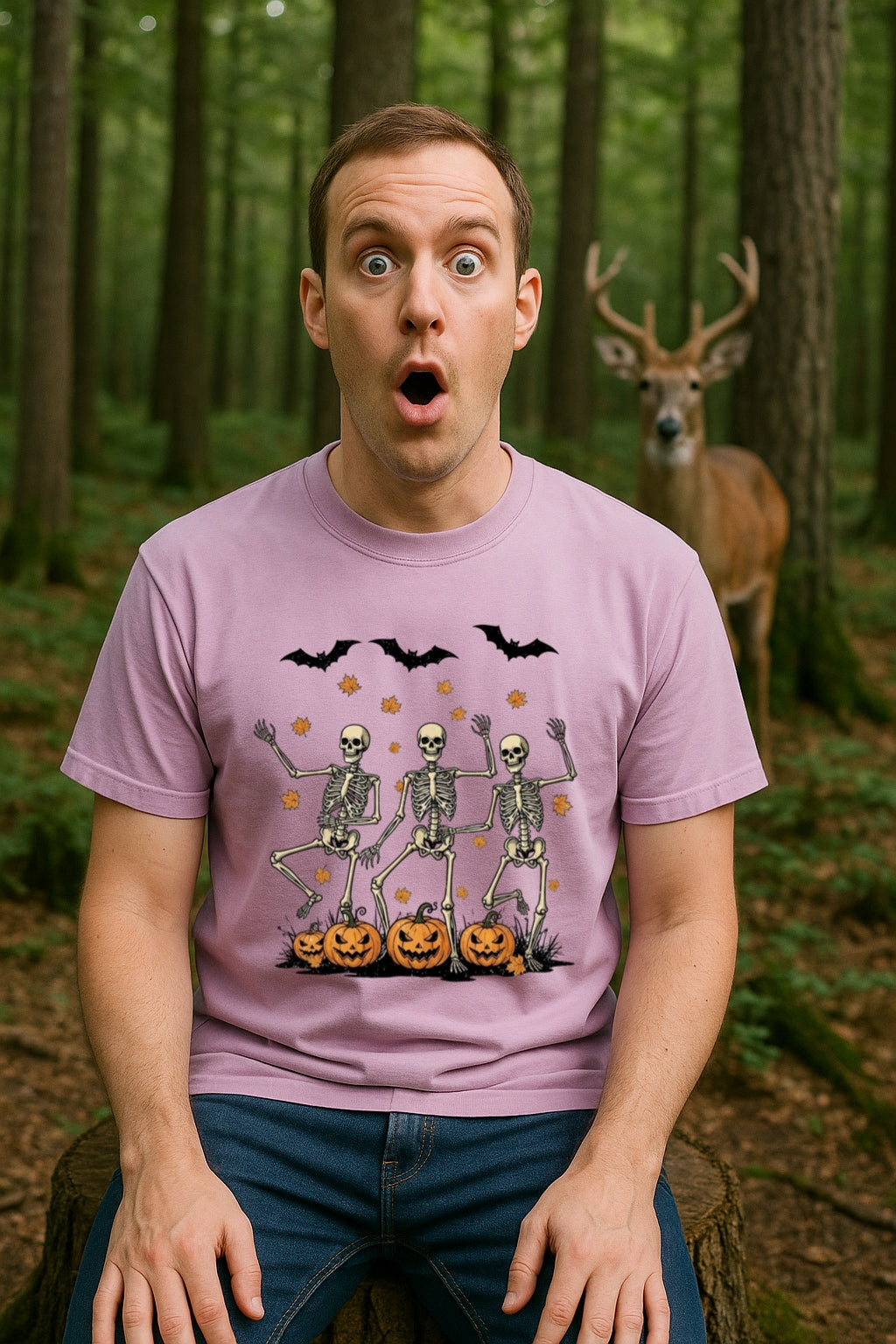 Halloween Shirt-Spooky Jack-O-Lantern Tee- Unisex Comfort Colors® Dancing Skeletons  , Retro Skeleton Dance T-Shirt, Funny Fall Halloween