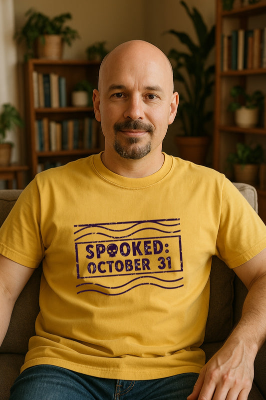 Spooked October 31 Halloween Shirt - Vintage Postal Stamp Comfort Colors Dyed Graphic Tee, Gift for Him, Gift for Spooked