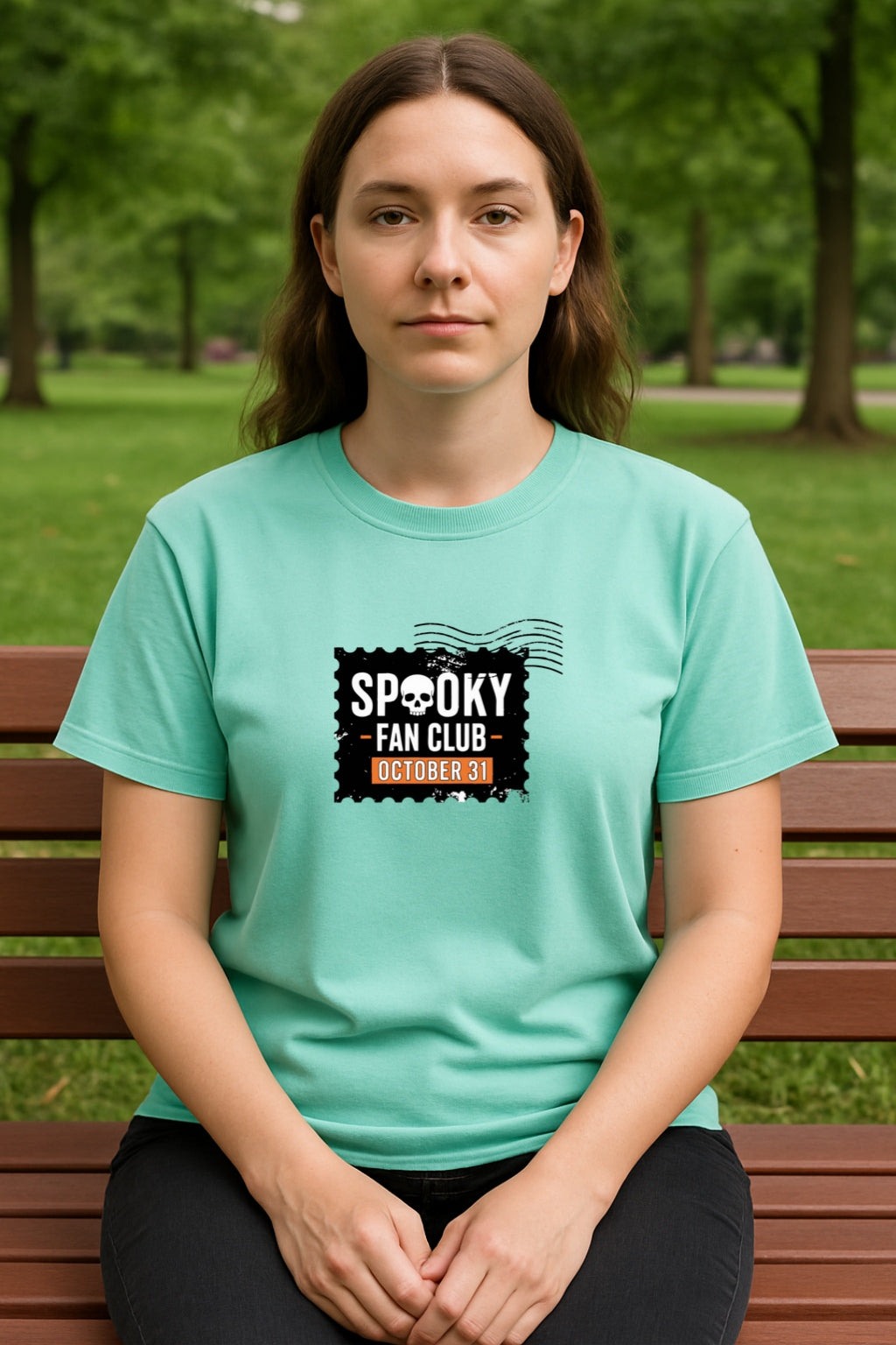 Spooky Fan Club Shirt-Halloween October 31 Tee-Vintage Skull Stamp Graphic-Comfort Colors™ Dyed T-Shirt for Horror Lovers
