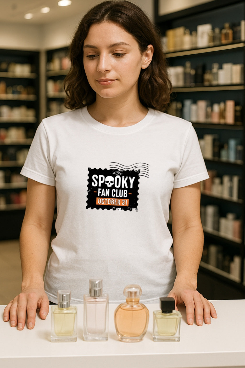 Spooky Fan Club Shirt-Halloween October 31 Tee-Vintage Skull Stamp Graphic-Comfort Colors™ Dyed T-Shirt for Horror Lovers