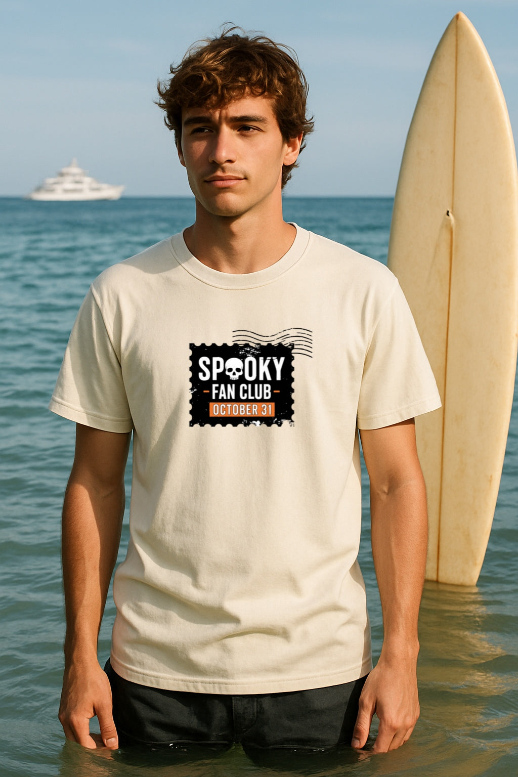 Spooky Fan Club Shirt-Halloween October 31 Tee-Vintage Skull Stamp Graphic-Comfort Colors™ Dyed T-Shirt for Horror Lovers