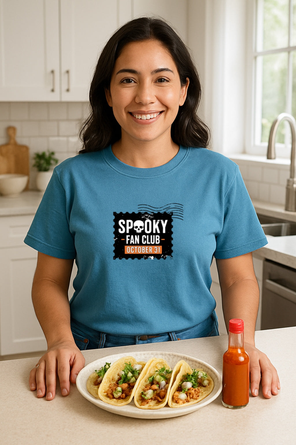 Spooky Fan Club Shirt-Halloween October 31 Tee-Vintage Skull Stamp Graphic-Comfort Colors™ Dyed T-Shirt for Horror Lovers
