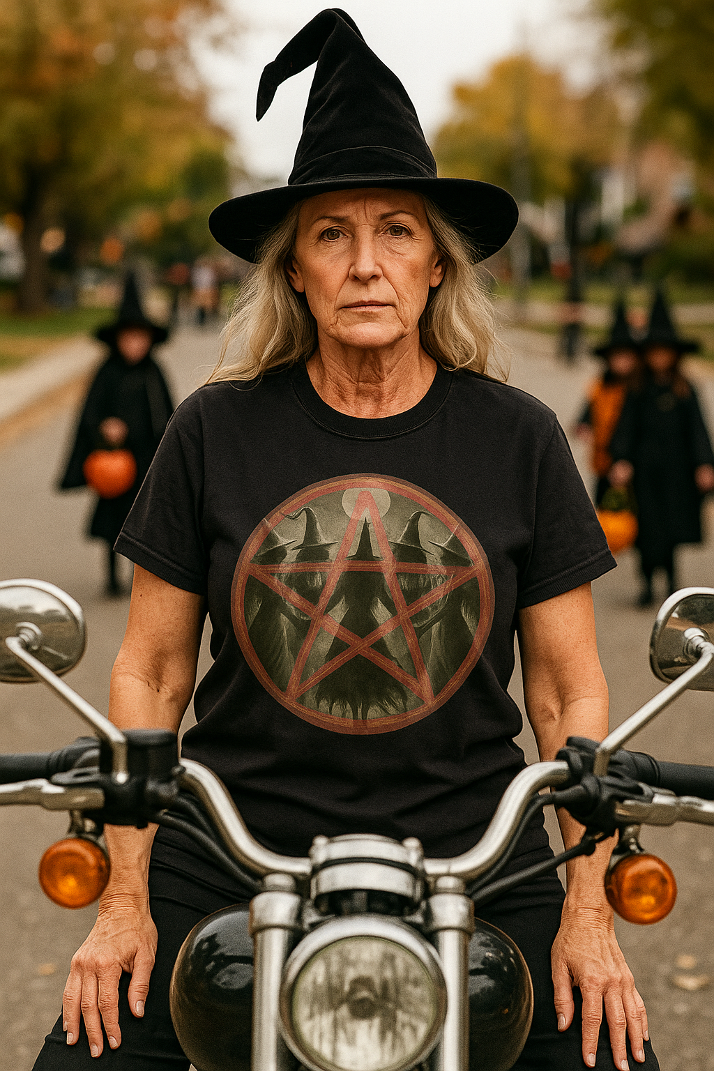 Vintage Burning Pentacle T-Shirt - Mystical Witch Circle Tee - Occult Pagan Wicca Shirt, Halloween Goth Clothing-Women Witchy Vibes Shirt