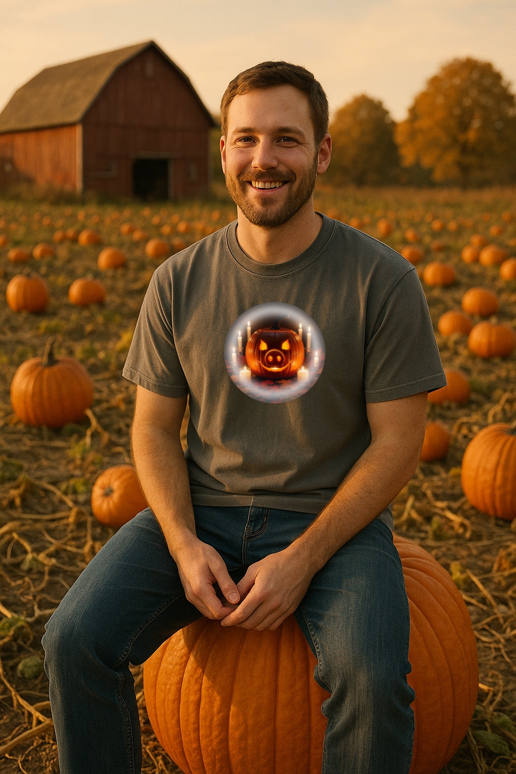 Funny Pig-O-Lantern Halloween T-Shirt -Unique Pumpkin Pig Snout Jack-O-Lantern Tee, Pig Lover Gift, Halloween Party Shirt, Spooky