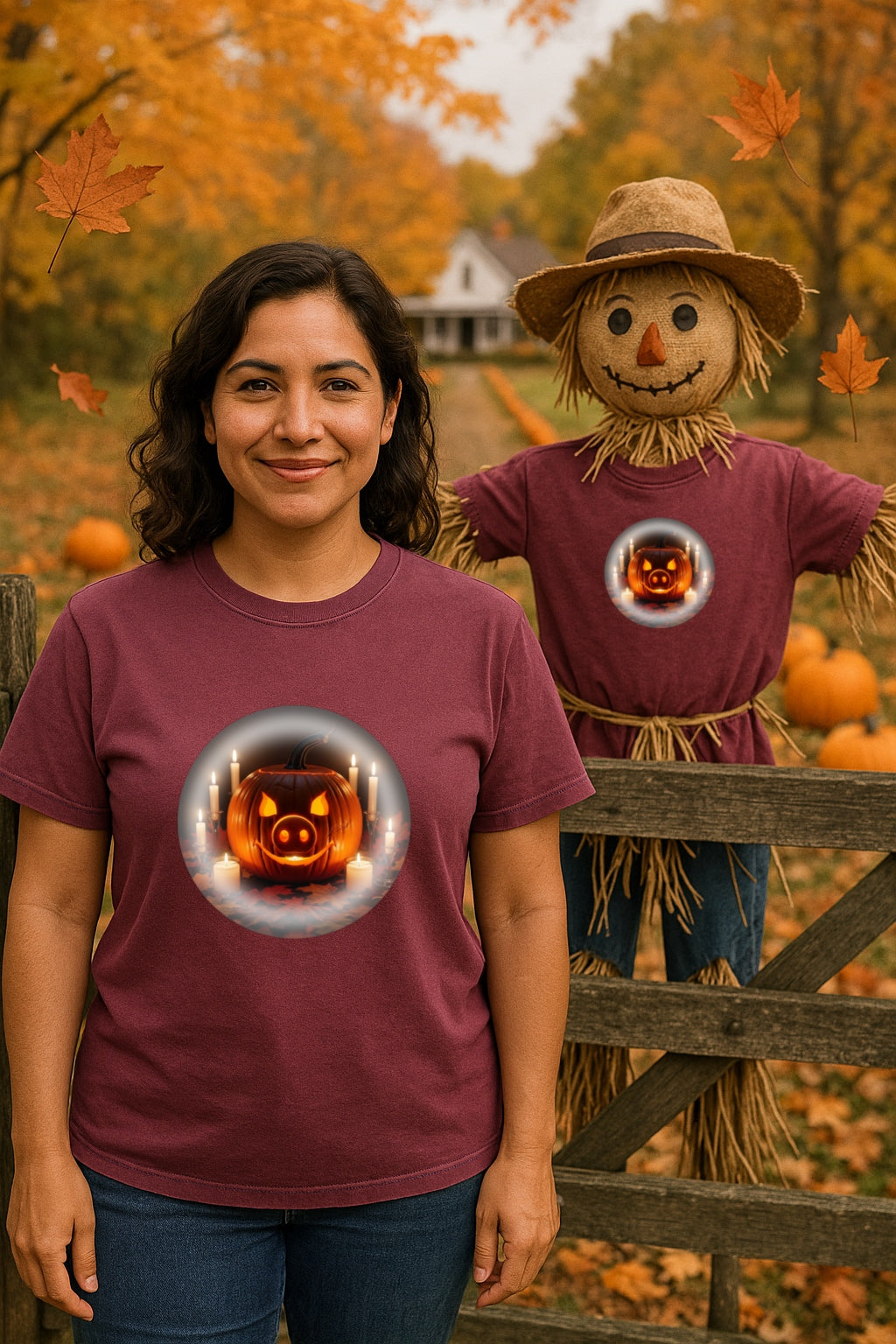 Funny Pig-O-Lantern Halloween T-Shirt -Unique Pumpkin Pig Snout Jack-O-Lantern Tee, Pig Lover Gift, Halloween Party Shirt, Spooky