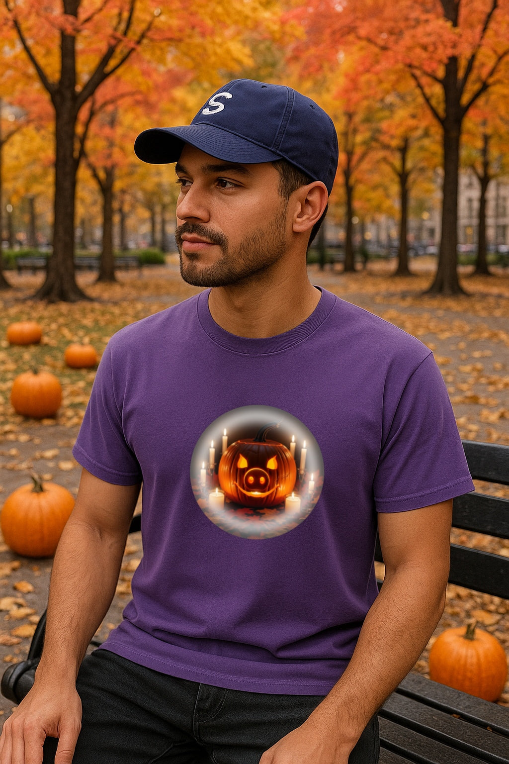 Funny Pig-O-Lantern Halloween T-Shirt -Unique Pumpkin Pig Snout Jack-O-Lantern Tee, Pig Lover Gift, Halloween Party Shirt, Spooky