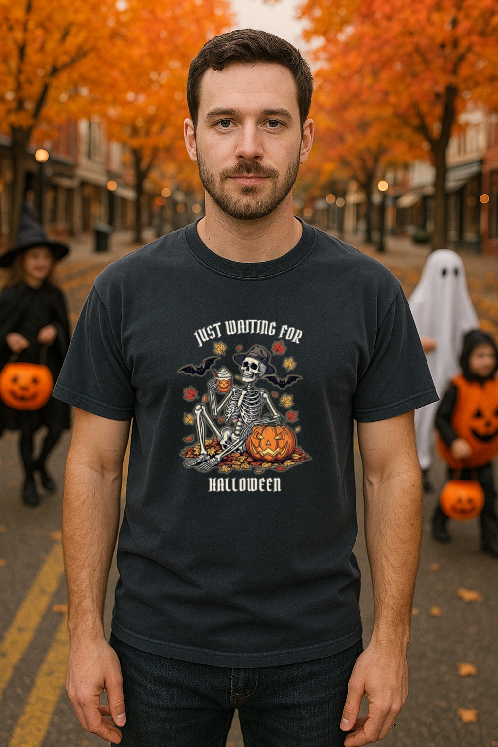 Spooky Halloween Skeleton Comfort Colors™ T-shirt, Retro Fall Graphic Tee for Pumpkin Spice Lovers, Halloween Shirt, Halloween
