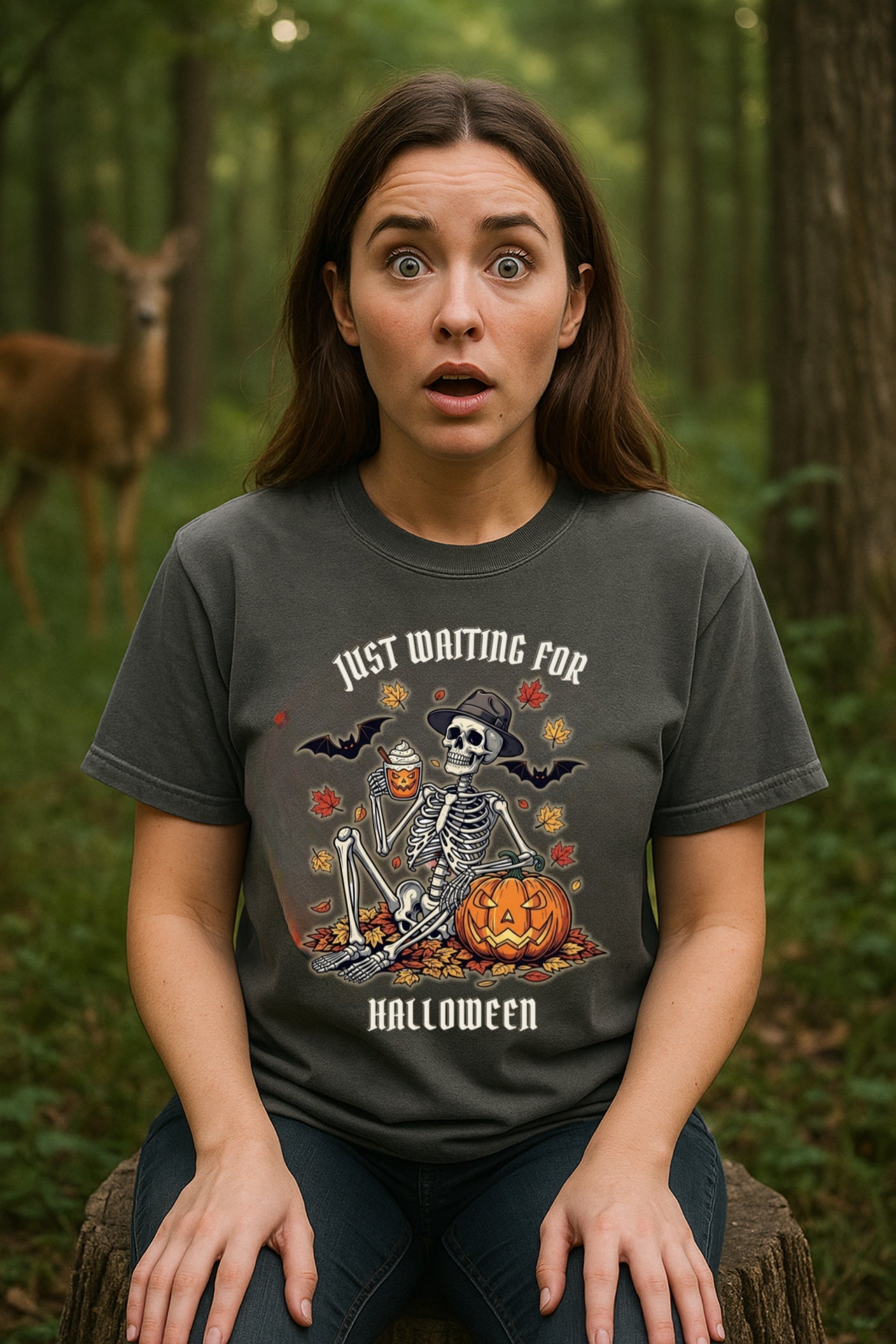 Halloween Skeleton Comfort Colors™ T-shirt, Spooky Retro Fall Graphic Tee for Pumpkin Spice Lovers, Halloween Shirt, Halloween