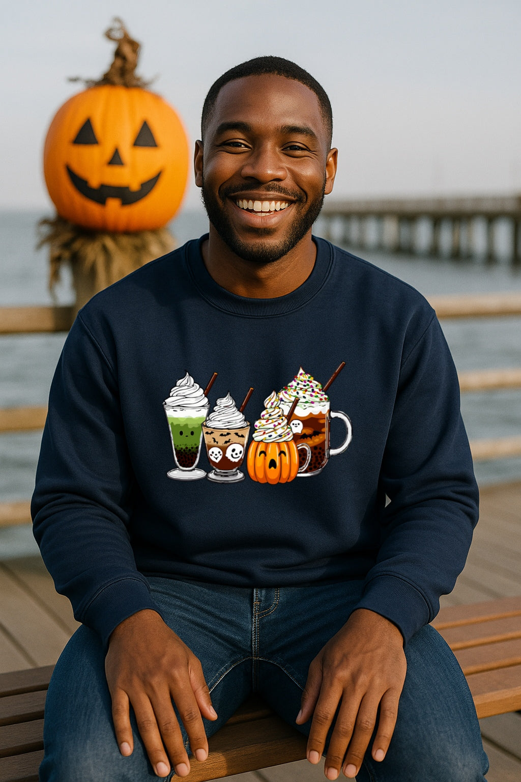 Halloween Coffee Sweatshirt, Pumpkin Latte, Matcha Potion, Ghost Mug, Fall Gildan 18000 Crewneck, Cozy Autumn Shirt