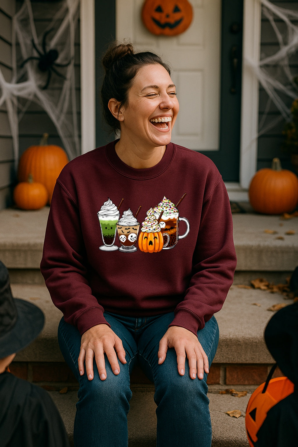 Halloween Coffee Sweatshirt, Pumpkin Latte, Matcha Potion, Ghost Mug, Fall Gildan 18000 Crewneck, Cozy Autumn Shirt