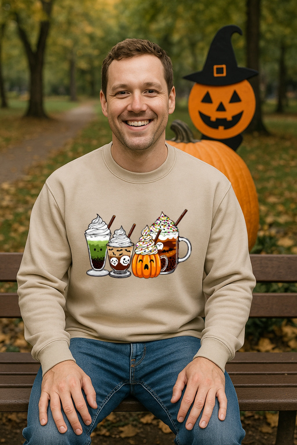Halloween Coffee Sweatshirt, Pumpkin Latte, Matcha Potion, Ghost Mug, Fall Gildan 18000 Crewneck, Cozy Autumn Shirt